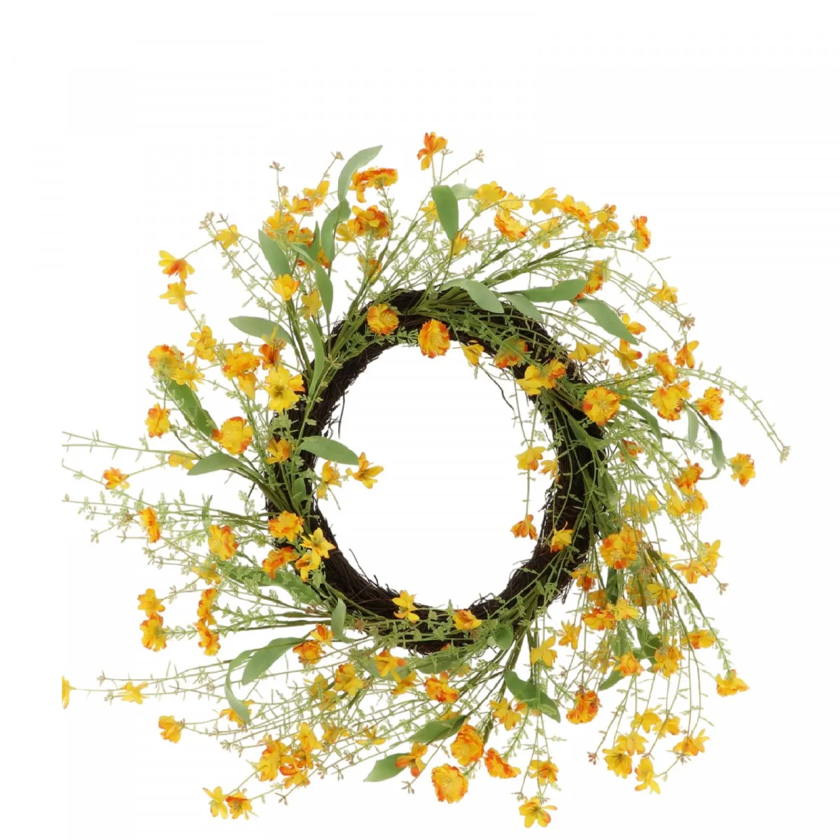 Umelý jarný veniec Blooming Spring žltý ⌀ 50 cm