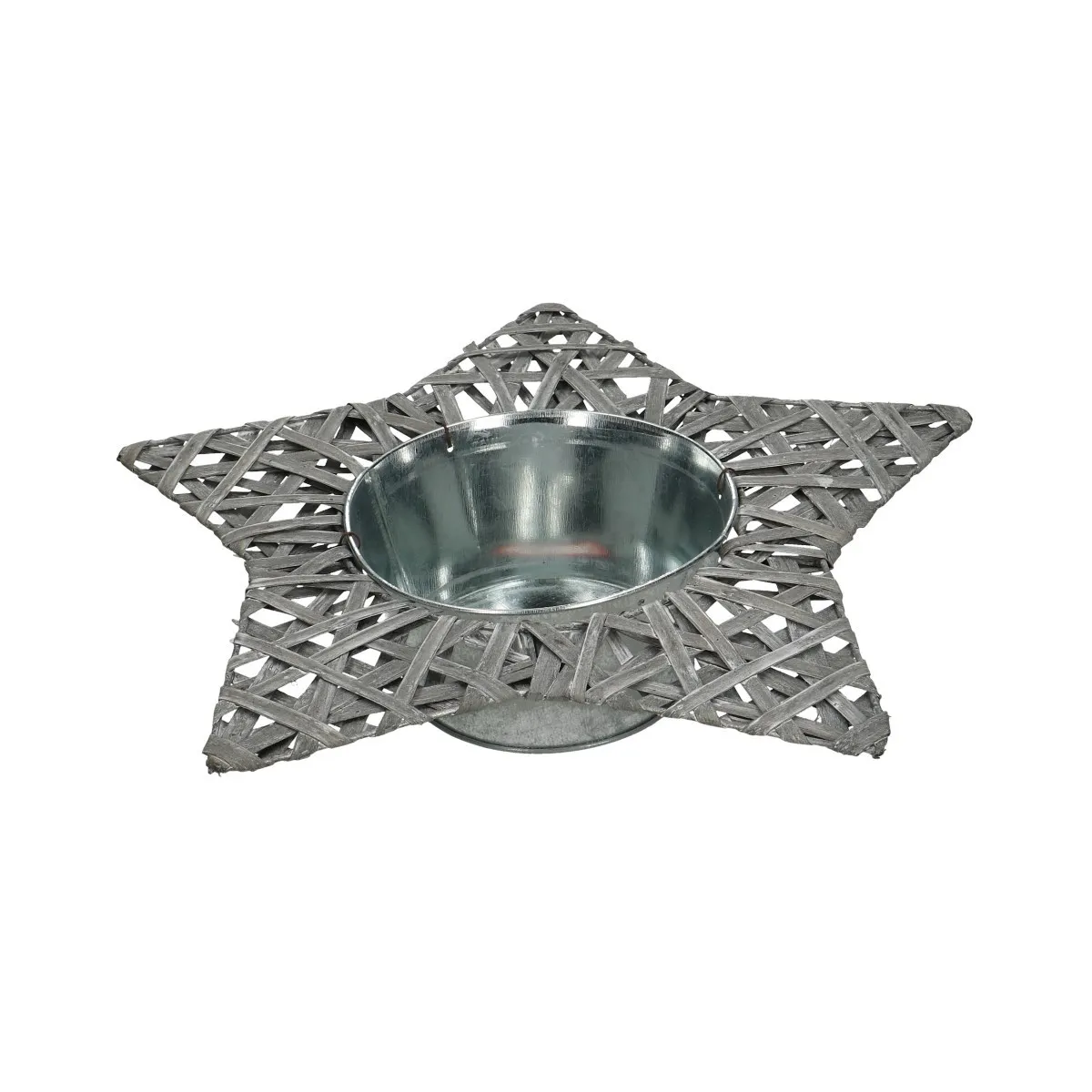Vianočná dekorácia zinok bowl+star sivá ⌀ 32 až 14 × 7 cm