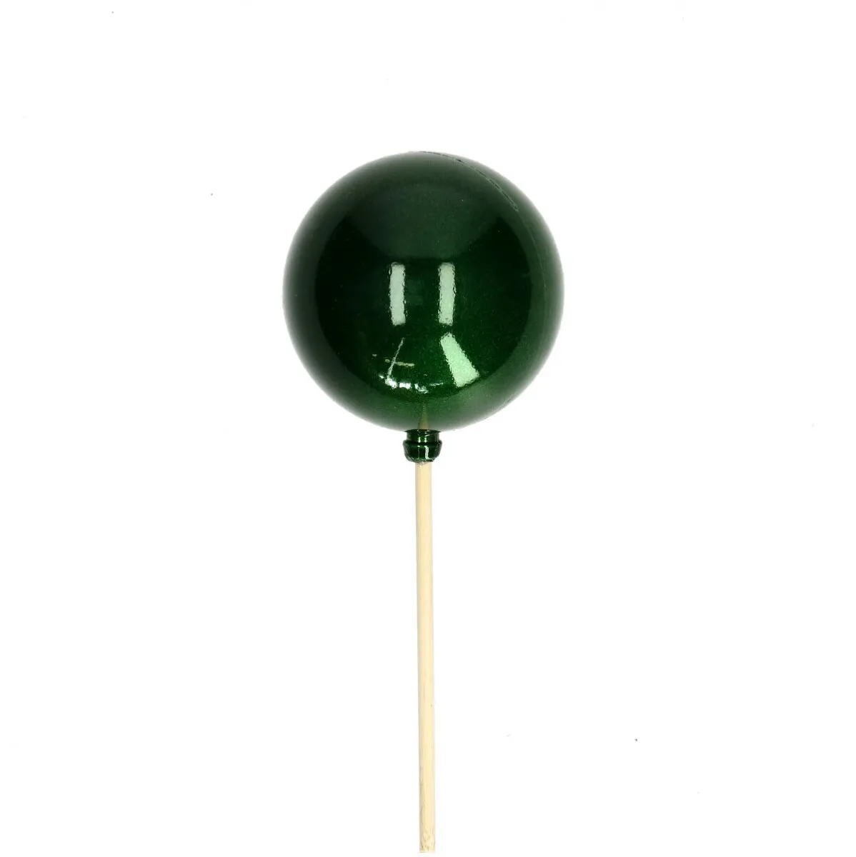Perleťová vianočná guľa zelená na zápichu ⌀ 6 cm