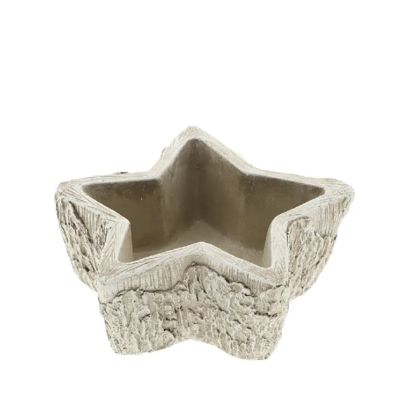 Vianočný keramický kvetináč hviezda sivý 15 × 15 × 7 cm