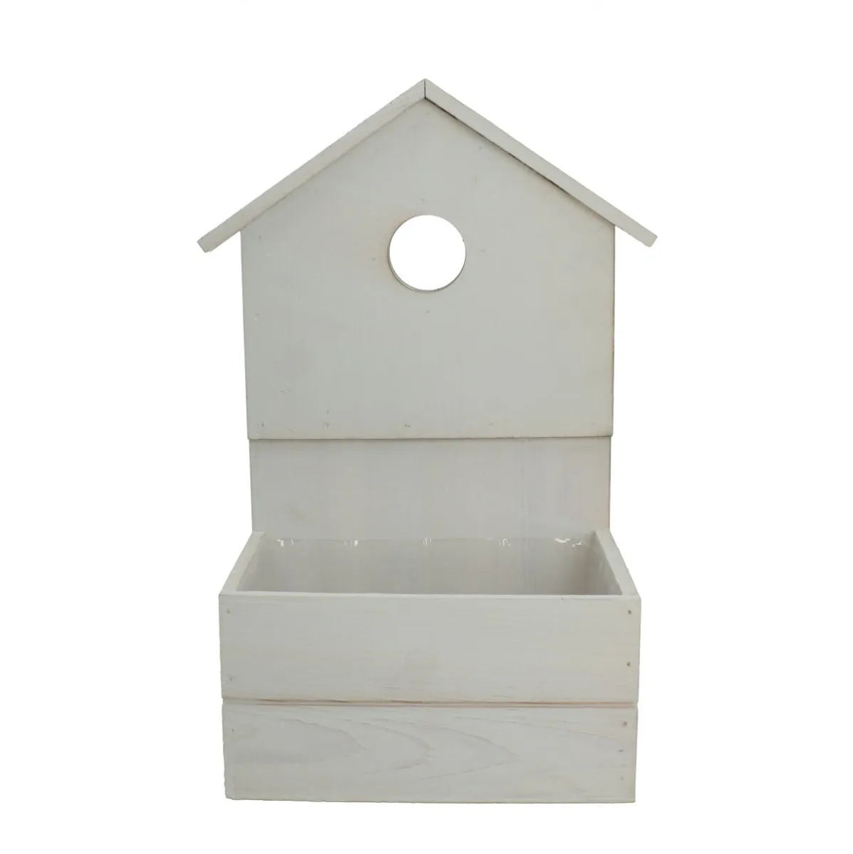 Drevený kvetináč domček biely 19 × 13 × 10 cm
