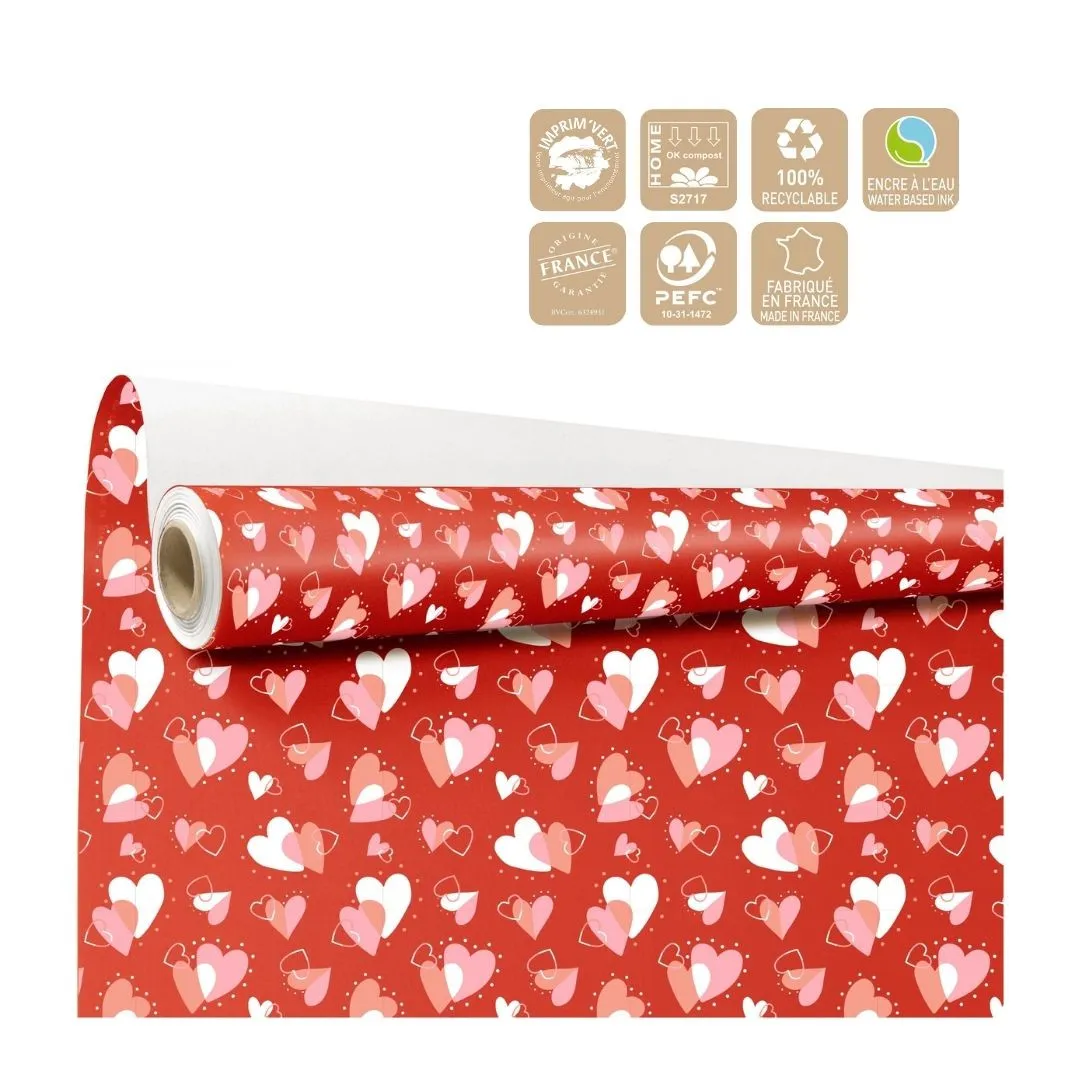 Valentínsky baliaci papier Flamme Clayrton červený 80 cm, návin 40 m