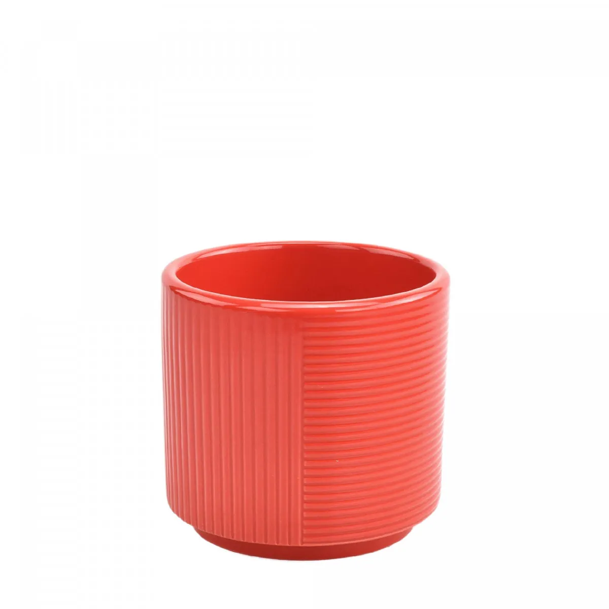 Keramický kvetináč Groove červený ⌀ 13 × 12,5 cm