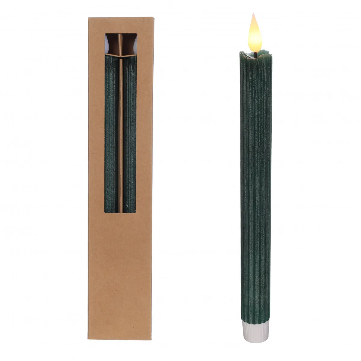 Tenké LED sviečky zelené, bez batérií AAA ⌀ 2,1 × 25 cm