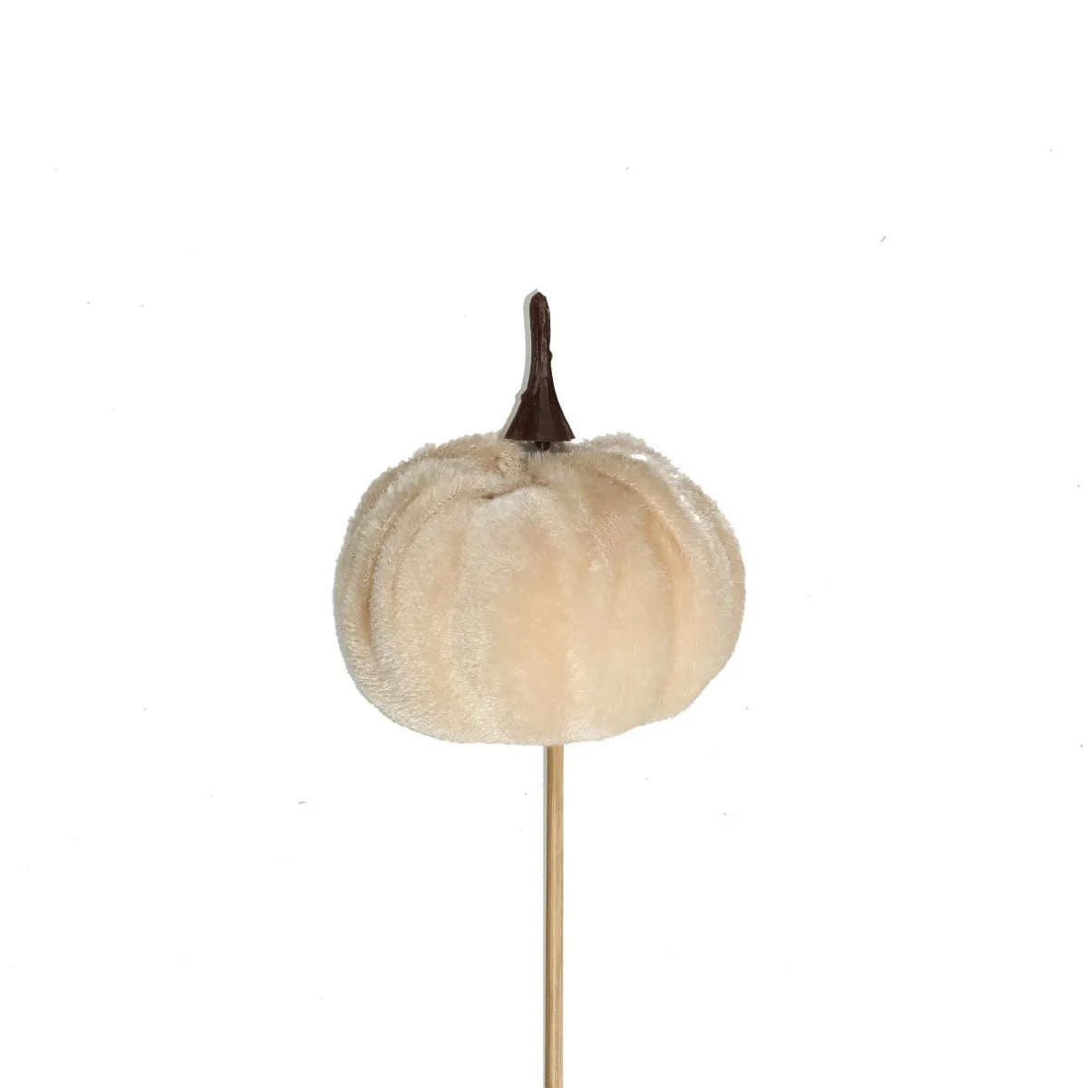 Jesenná dekorácia Herfst Pompoen zamat béžová 10 cm