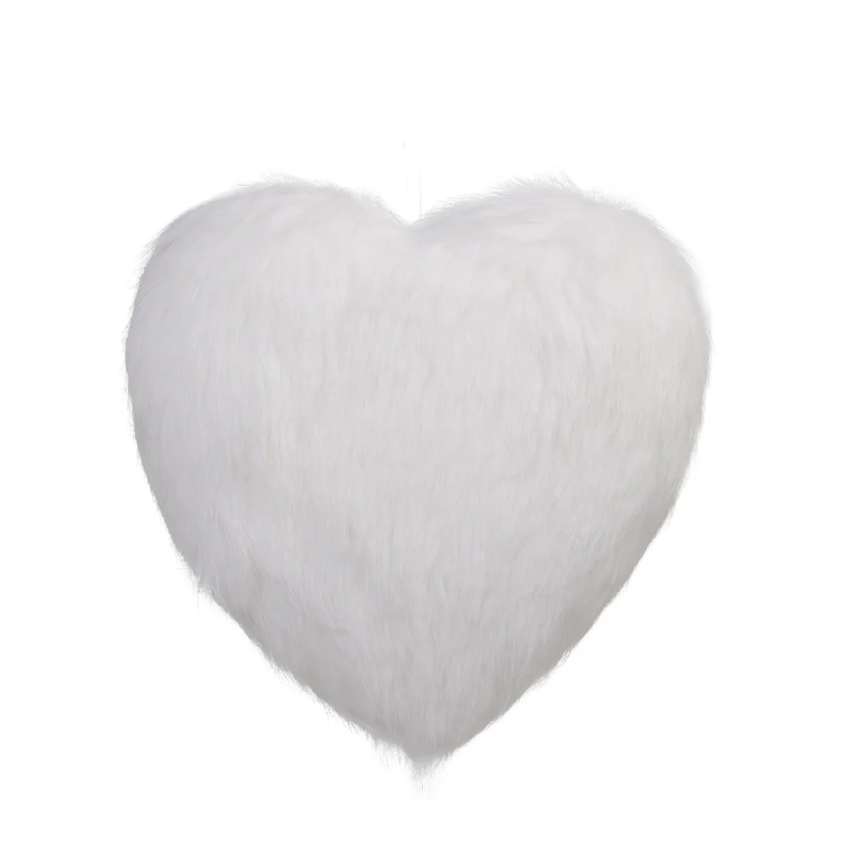 Závesné chlpaté srdce biele ⌀ 23 cm