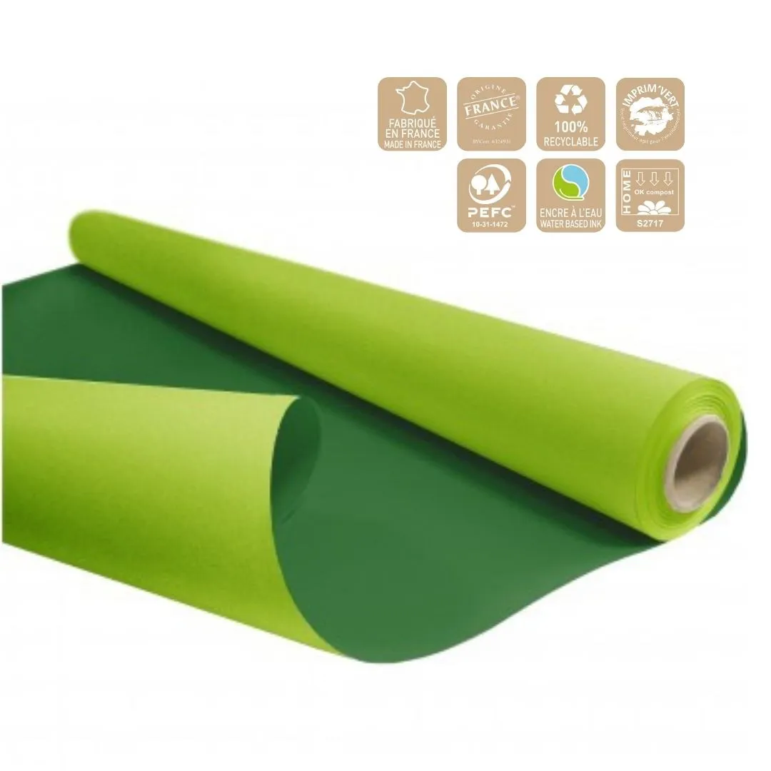 Obojstranný baliaci papier Duo zelený 80 cm, návin 40 m
