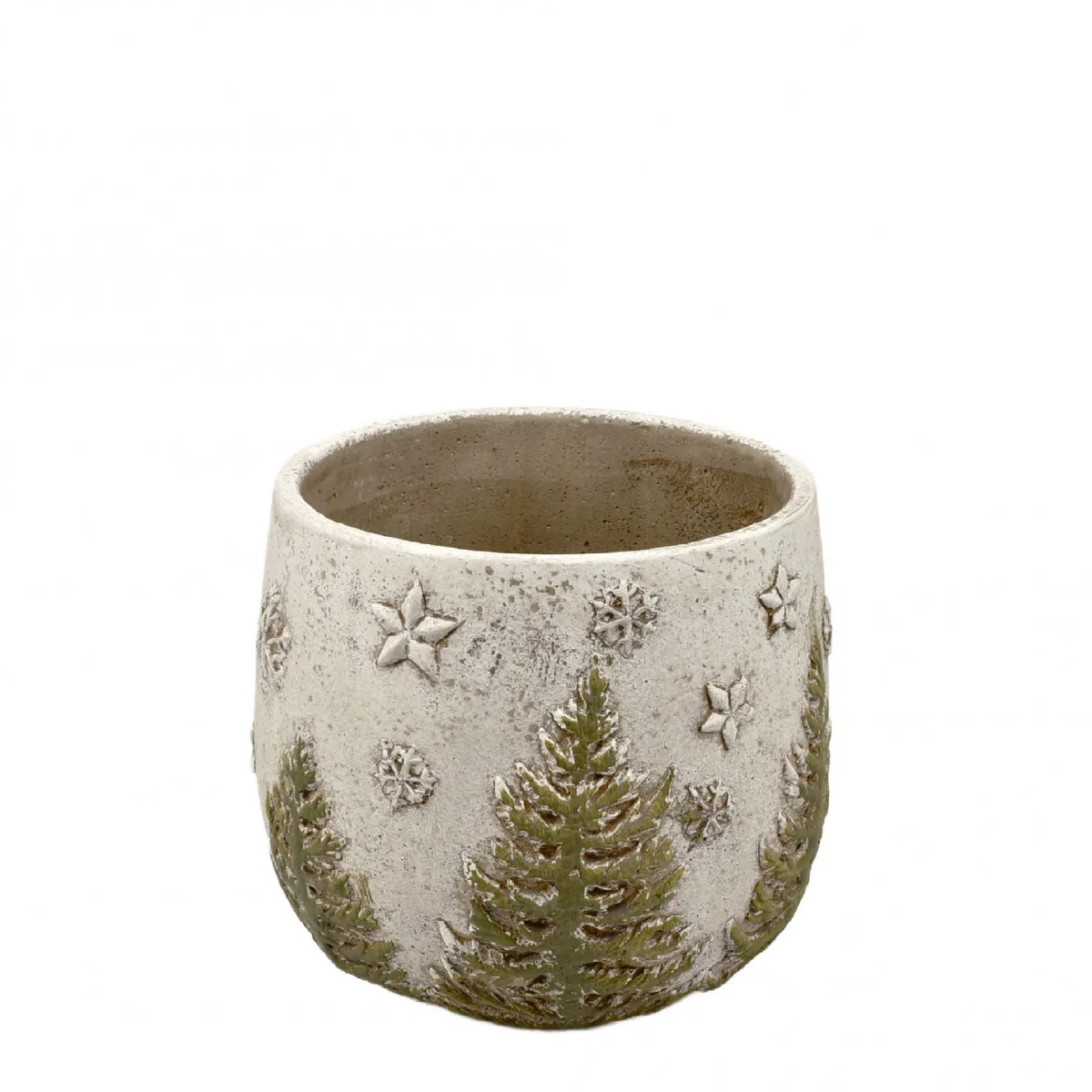 Vianočná dekorácia keramika Xmas kvetináč sivá ⌀ 15,5 × 13,5 cm