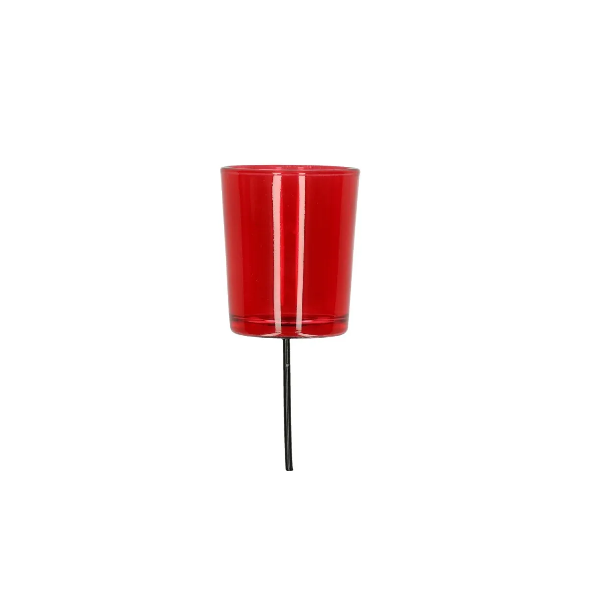 Svietnik sklo tealighth./pin červená ⌀ 5 cm