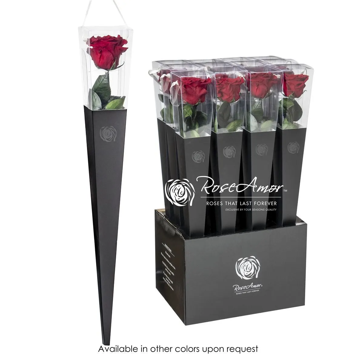 Stabilizovaná ruža Lori na stonke v kornúte ⌀ 6 cm 50 cm, červená RED01