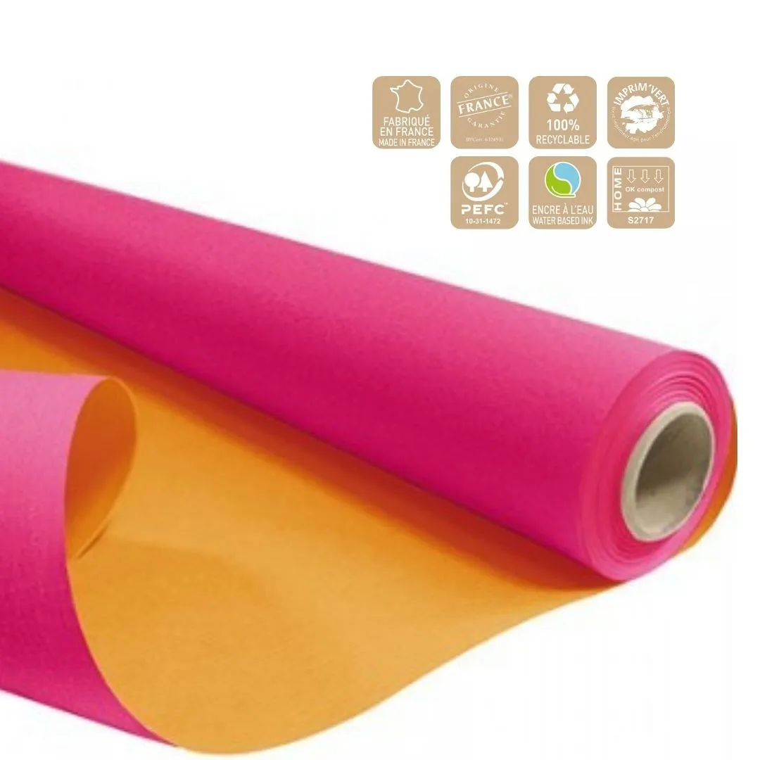 Obojstranný baliaci papier Duo oranžovoružový 80 cm, návin 40 m
