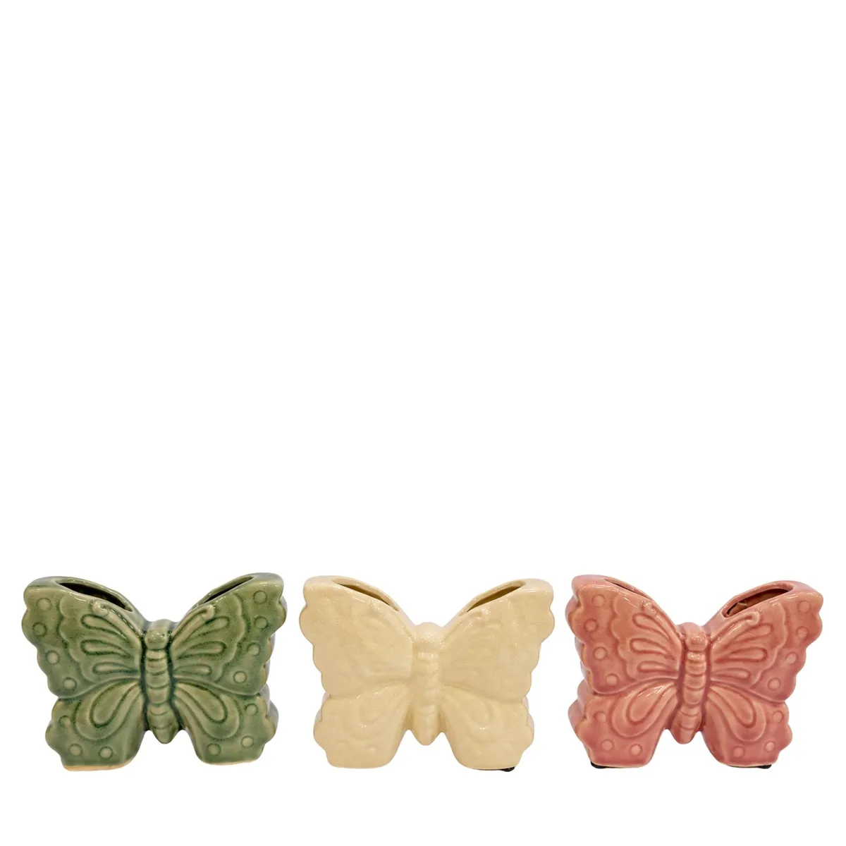 Keramická váza motýľ mix farieb 15 × 4 × 11 cm