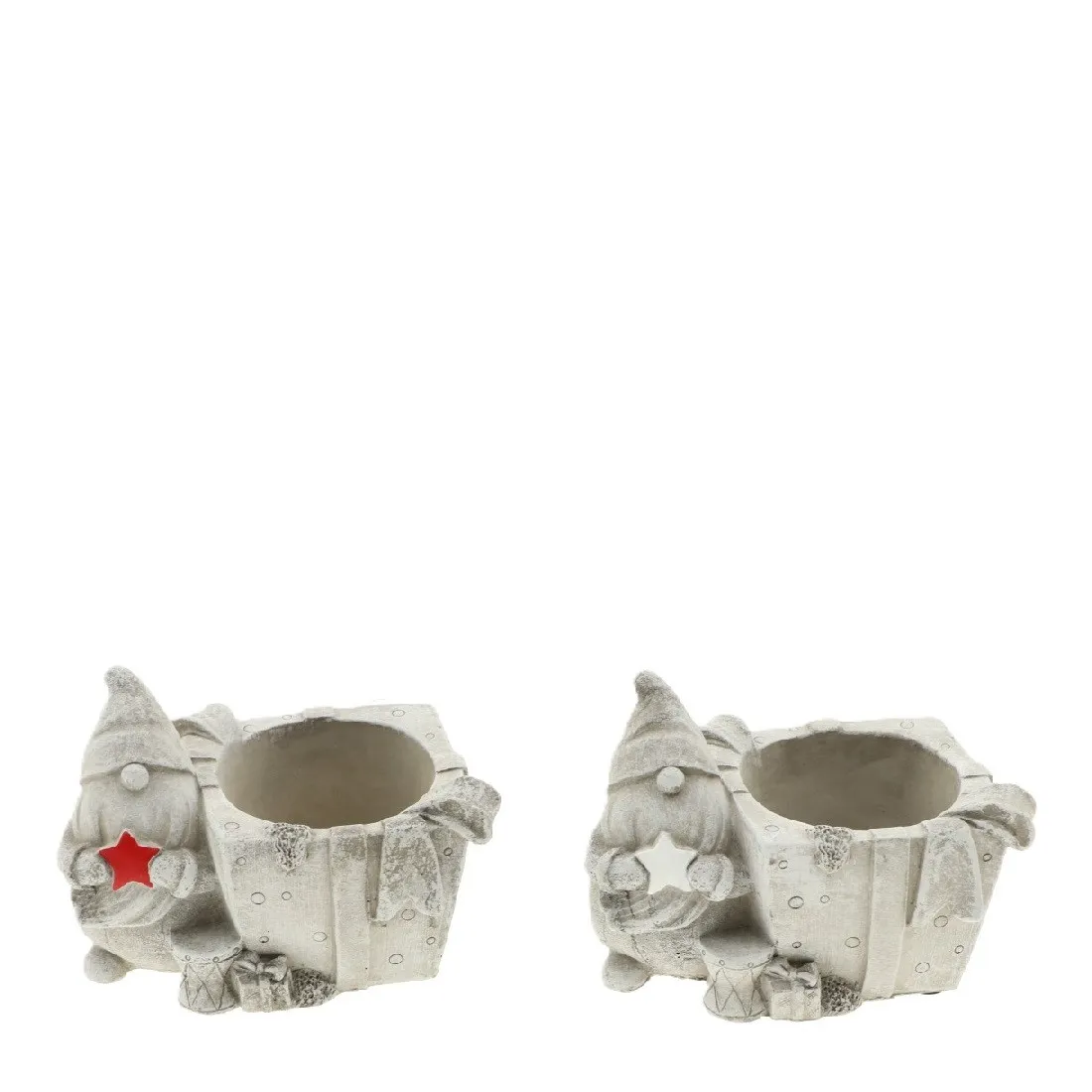 Vianočný keramický kvetináč škriatok sivý 13 × 9 × 9,5 cm