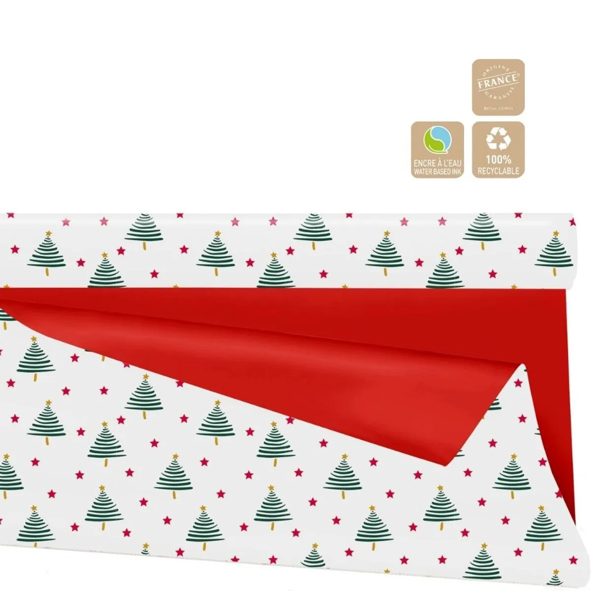 Vianočná baliaca fólia Duo Mat Alberi Clayrton dvojfarebná 80 cm, návin 25 m