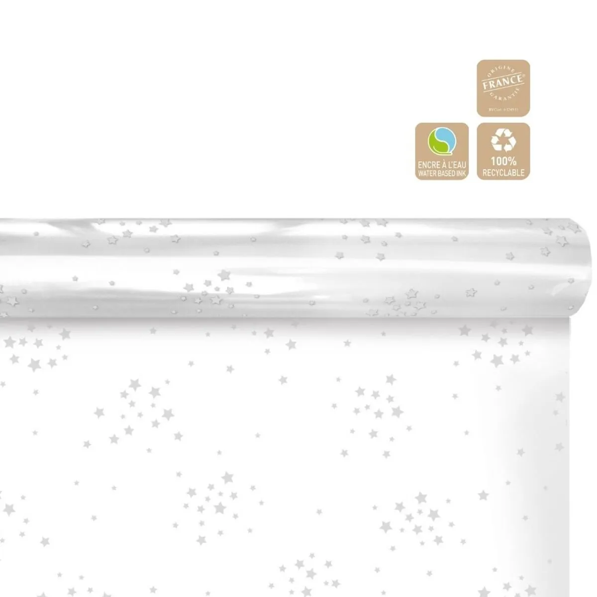 Vianočná baliaca rolka Starry Clayrton biela 70 cm, návin 50 m