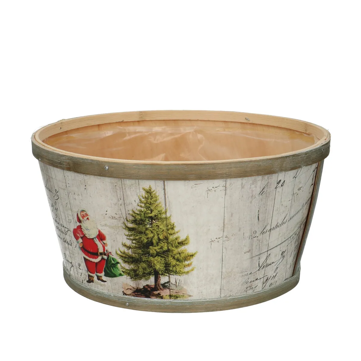 Vianočná dekorácia drevo Santa tácka ⌀ 22 × 11 cm