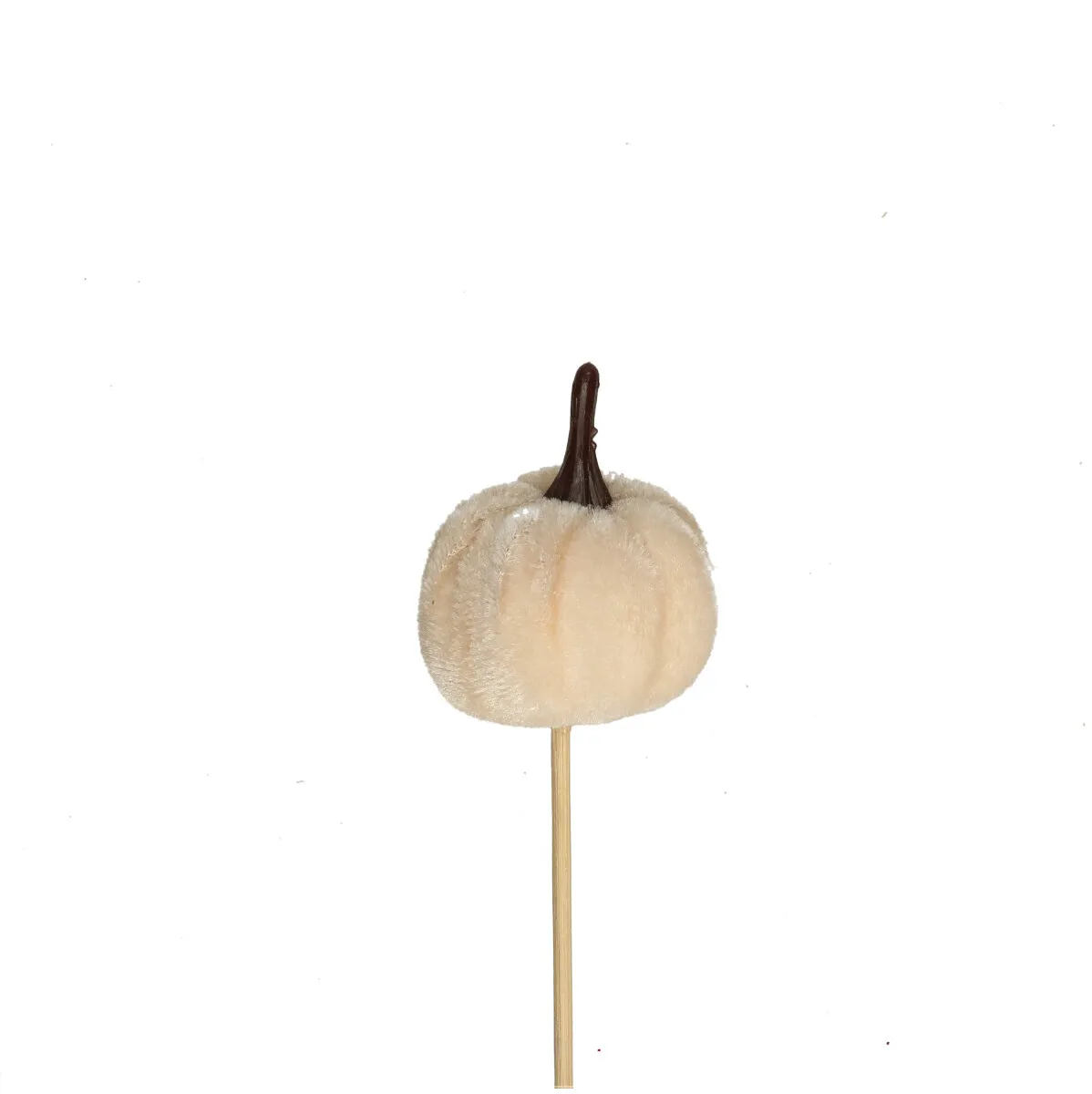 Jesenná dekorácia Herfst Pompoen zamat béžová 10 cm