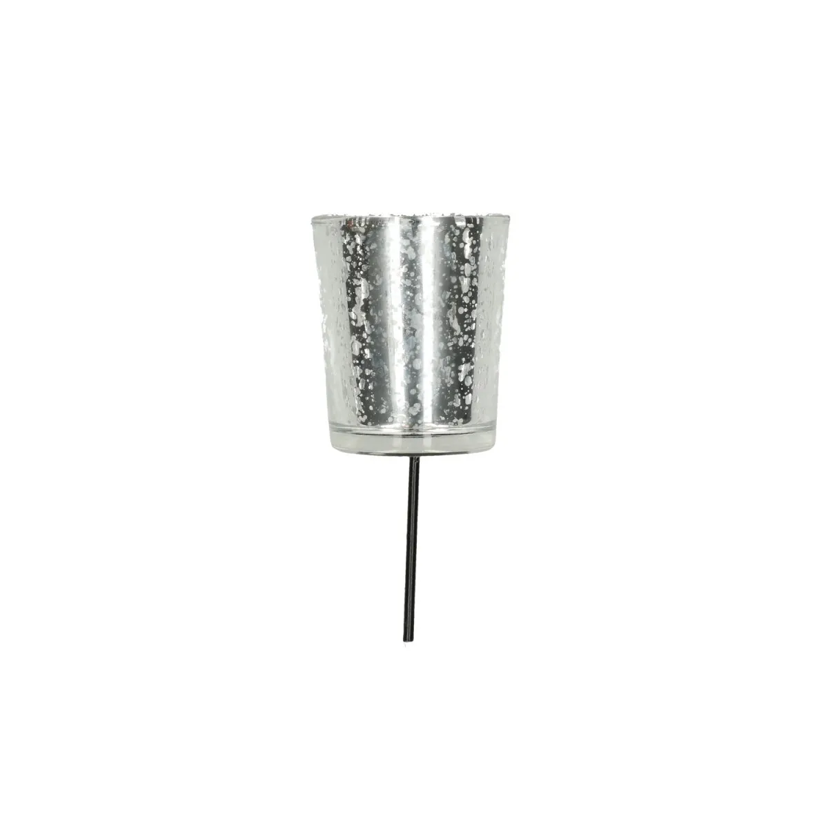 Svietnik sklo tealighth./pin strieborná ⌀ 5 cm
