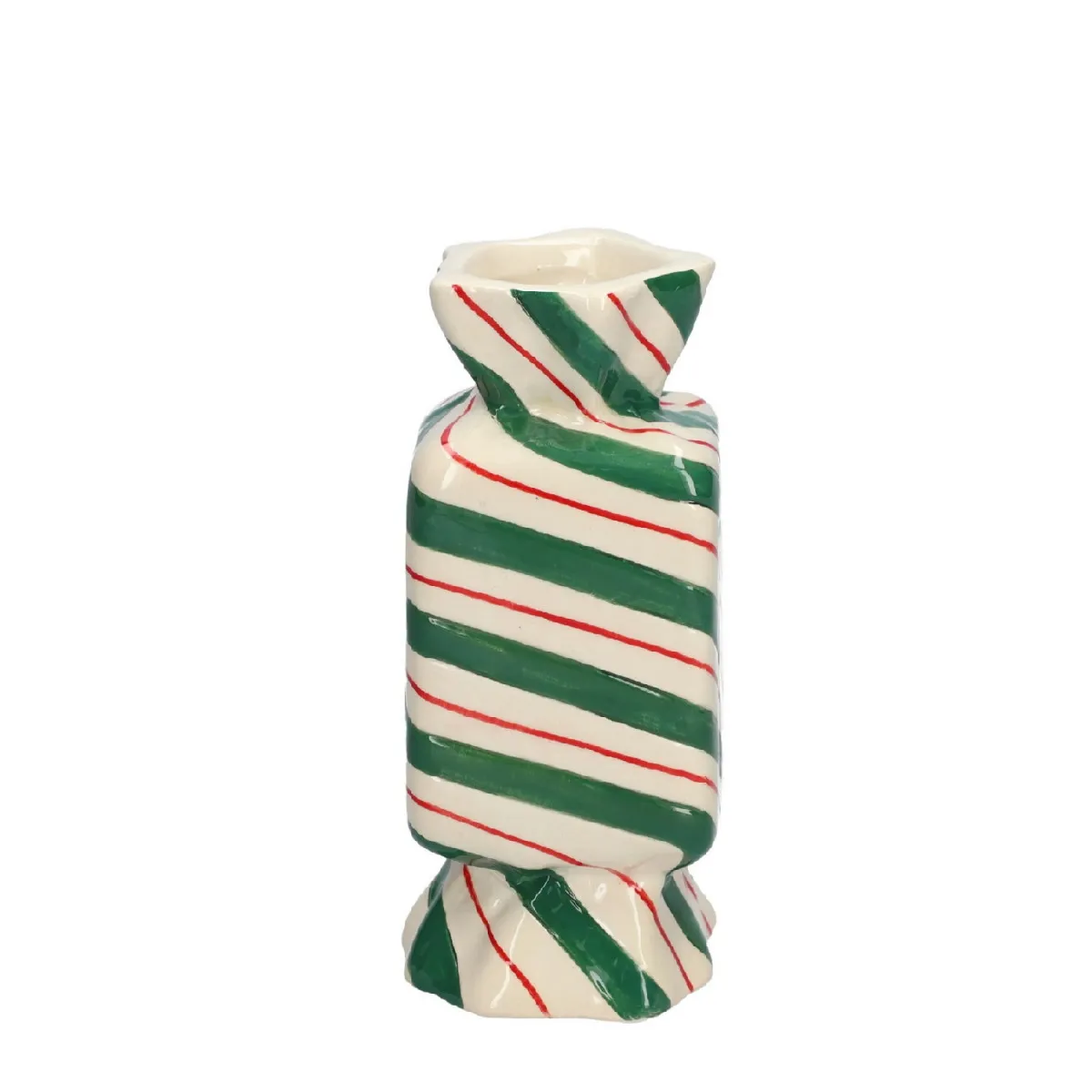 Vianočná keramická váza Candy zelená ⌀ 6,5 × 15 cm