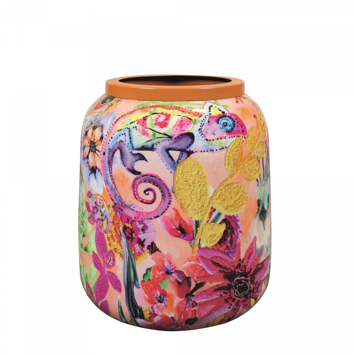 Kovová váza Tropical mix farieb ⌀ 21 × 24 cm