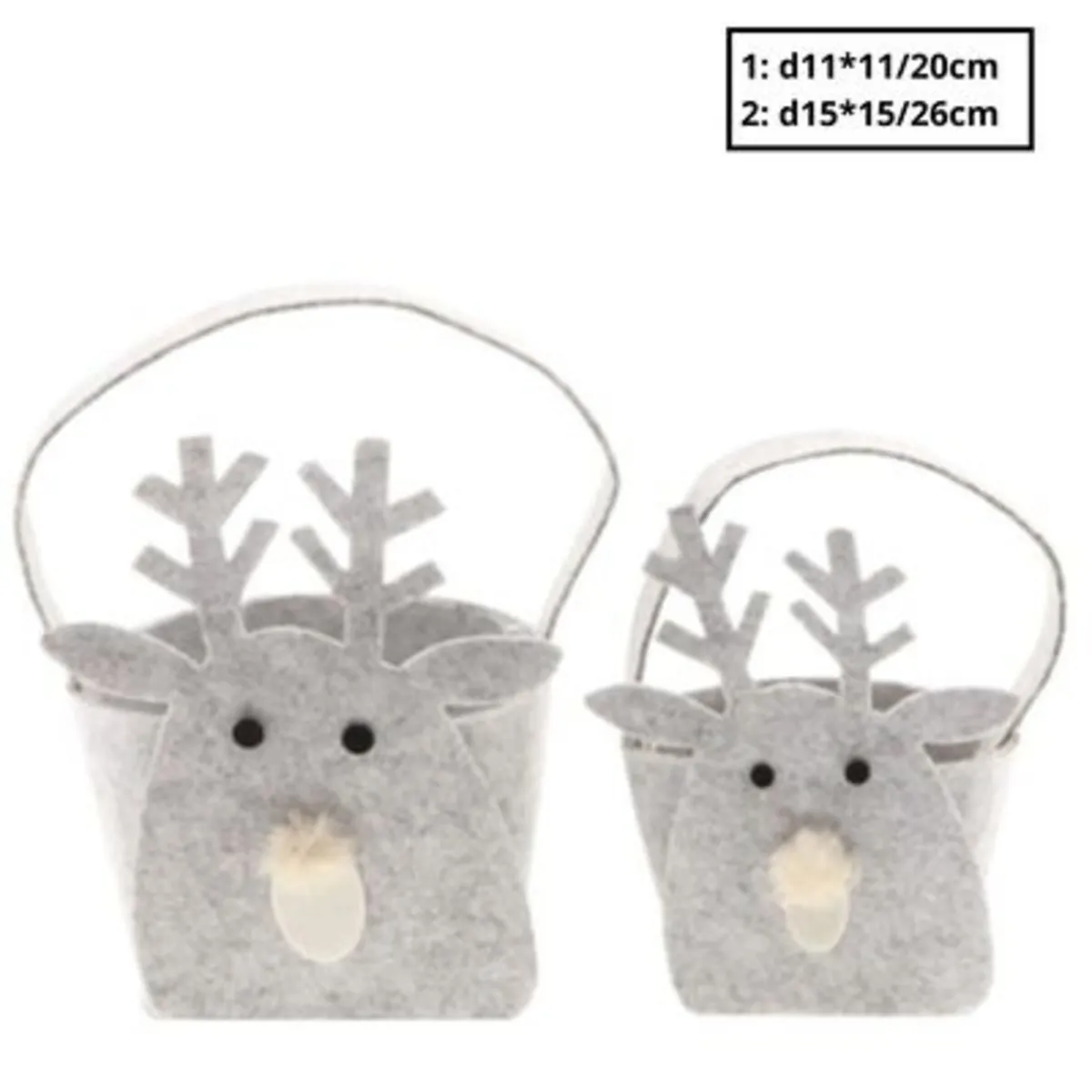 Vianočná dekorácia taška reind.felt sivá ⌀ 15 cm, sada 2 ks