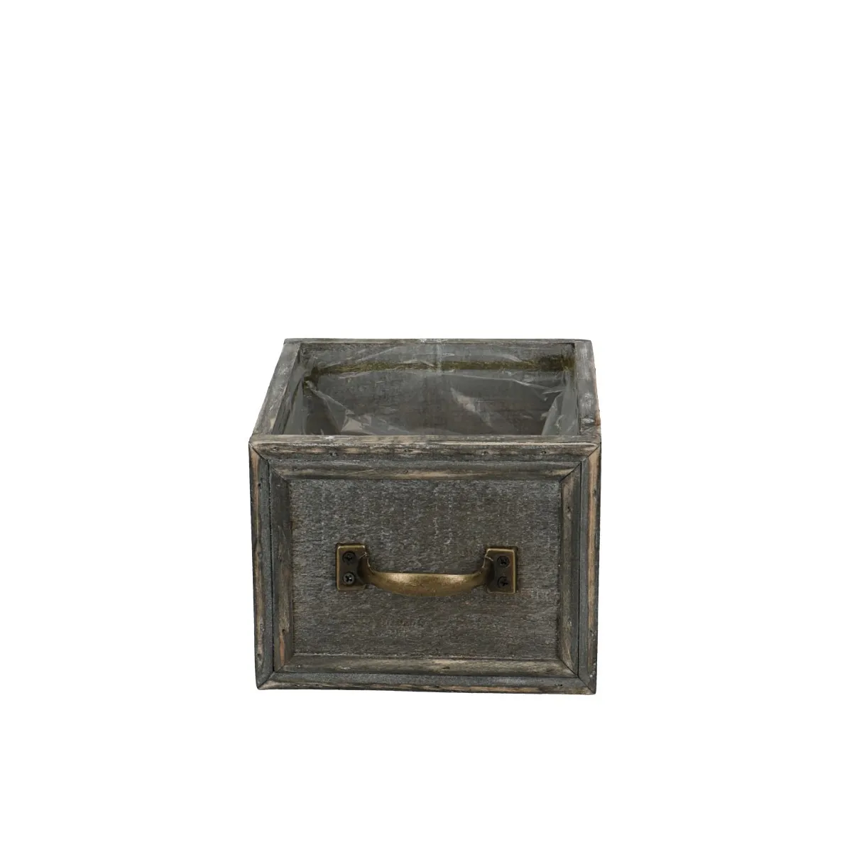Drevená kocka so zásuvkou sivá ⌀ 14 × 11 cm