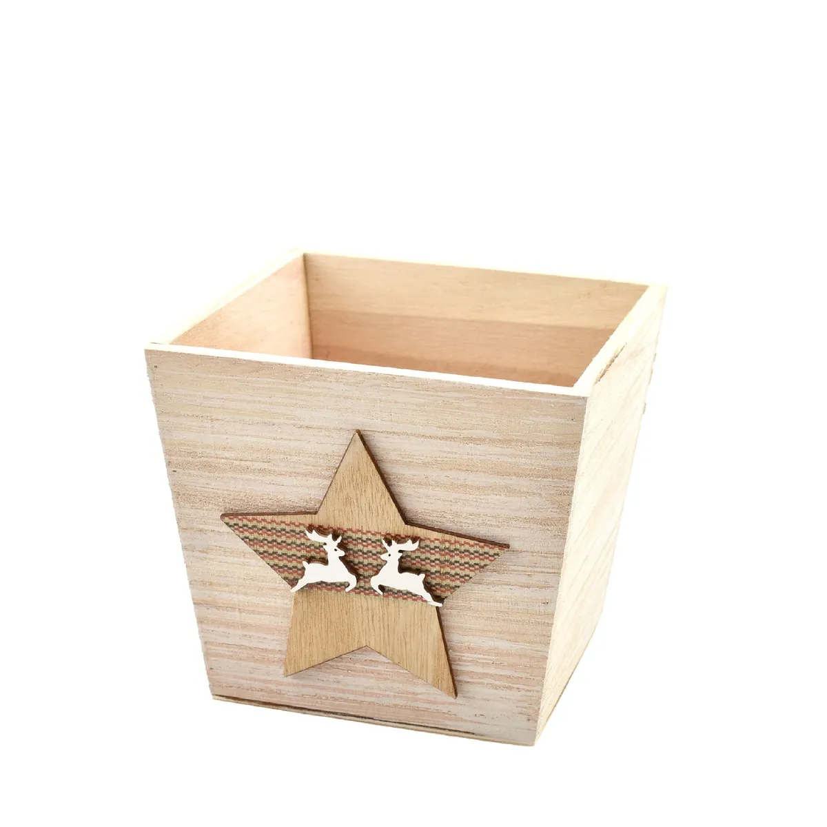 Vianočná dekorácia drevo hviezda tácka hnedá ⌀ 13 × 12 cm