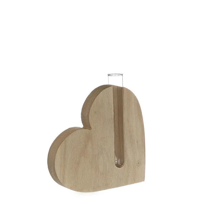 Sklenené srdce so skúmavkou hnedé ⌀ 2 × 12,5 cm