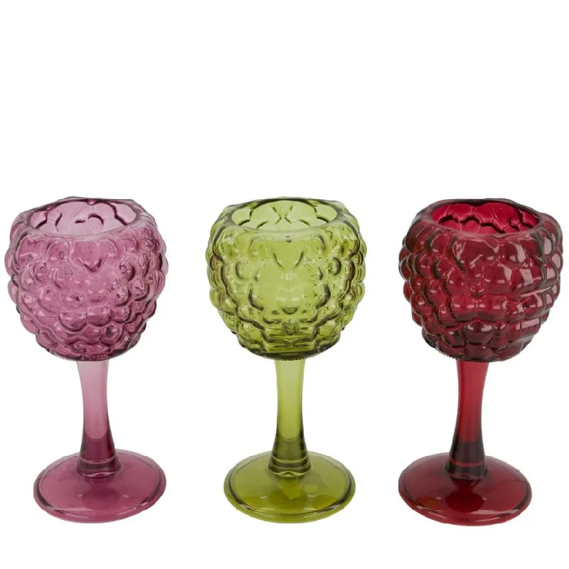 Sklenený svietnik Grape na nožičke mix farieb ⌀ 9 × 17,5 cm