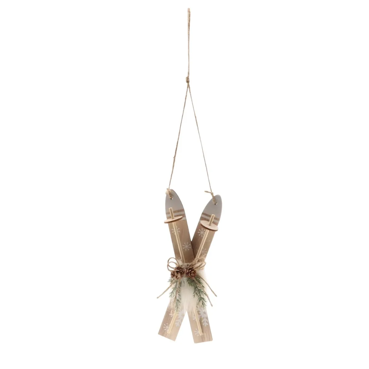 Vianočná dekorácia dekoračný závesný ski biela ⌀ 4 × 8 cm