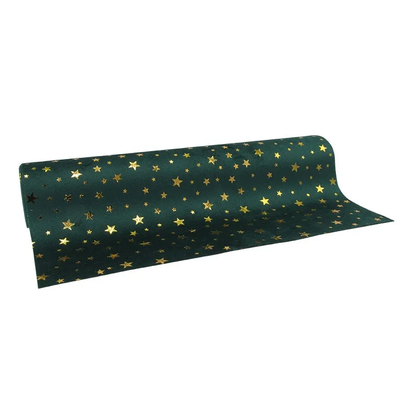 Vianočný behúň na stôl s hviezdami zelený návin 2,5 m, 280 mm