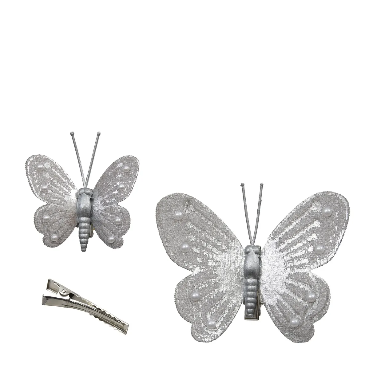 Motýľ s klipom strieborný 8 cm