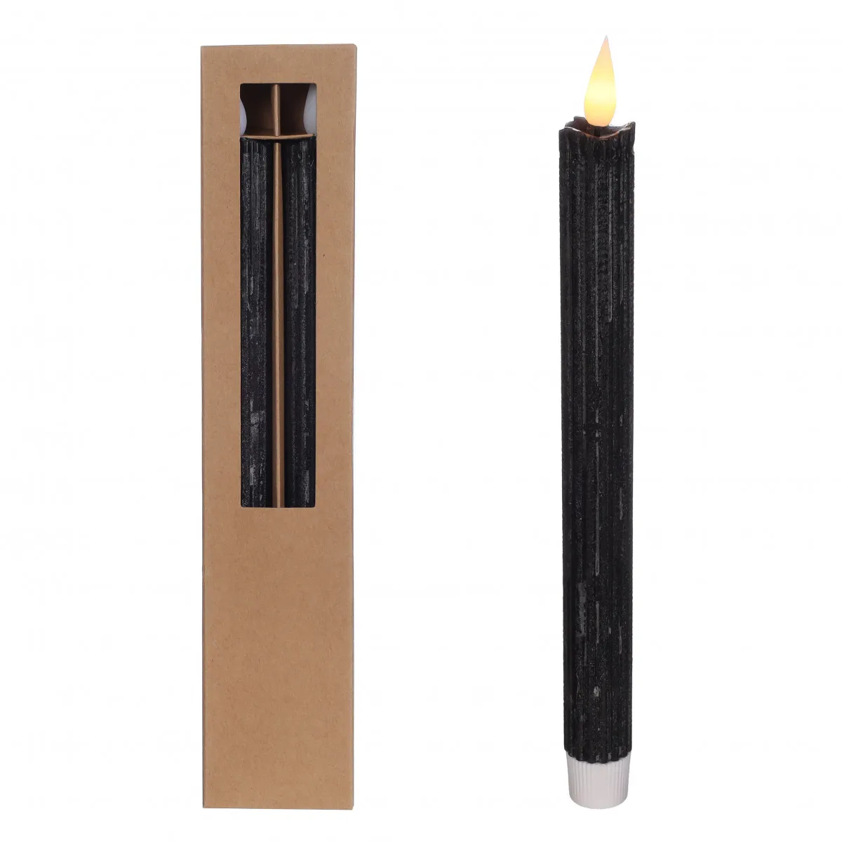 Tenké LED sviečky čierne, bez batérií AAA ⌀ 2,1 × 25 cm