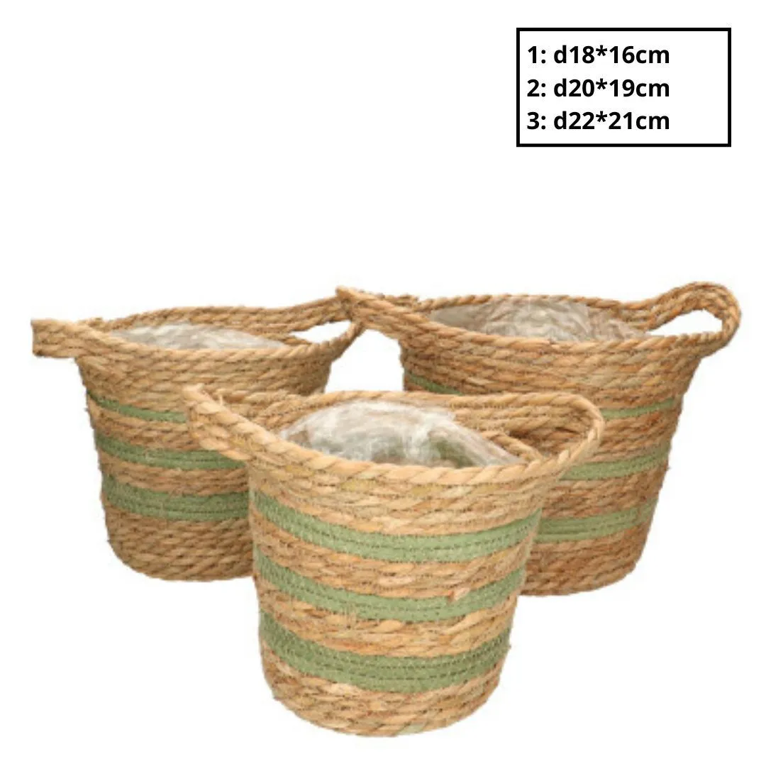 Košíky na kvetináč Zola zelené ⌀ 22 × 21 cm, sada 3 ks