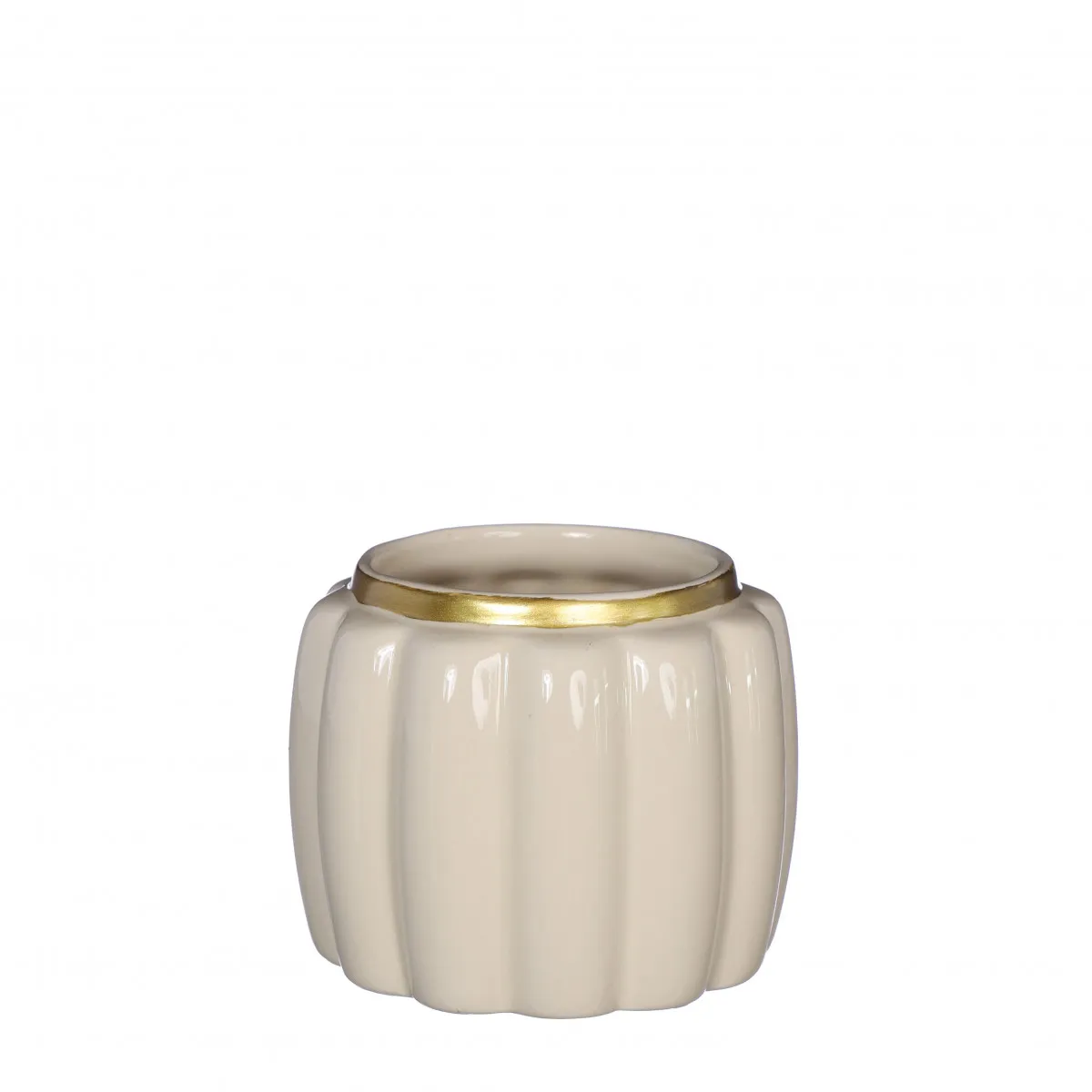 Keramika Pouff kvetináč krémová ⌀ 9,5 × 7,5 cm
