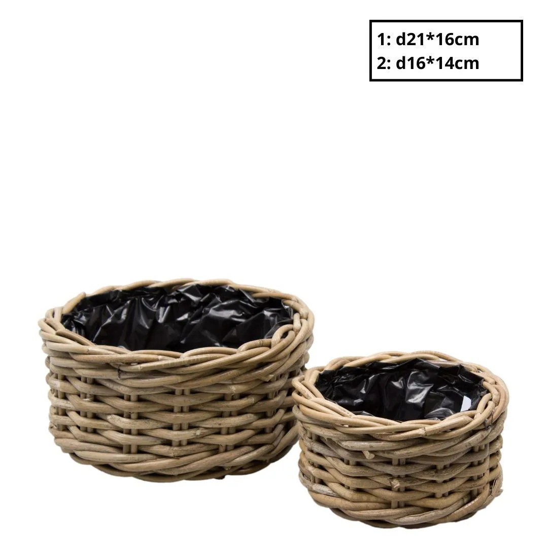Ratanové podlhovasté košíky Terima hnedé ⌀ 21 × 16 cm, sada 2 ks