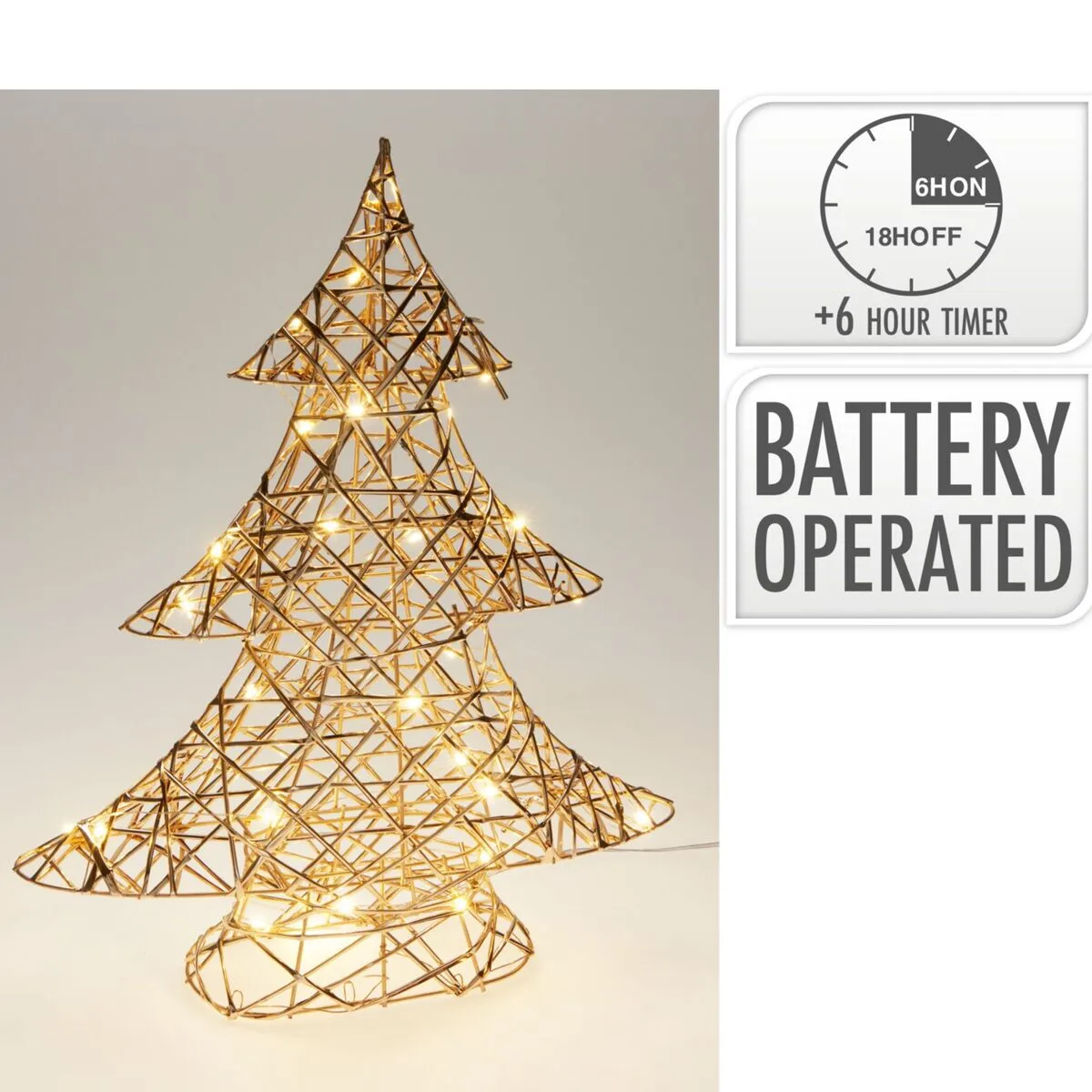 LED stromček zlatý 33 × 40 cm, 30 LED