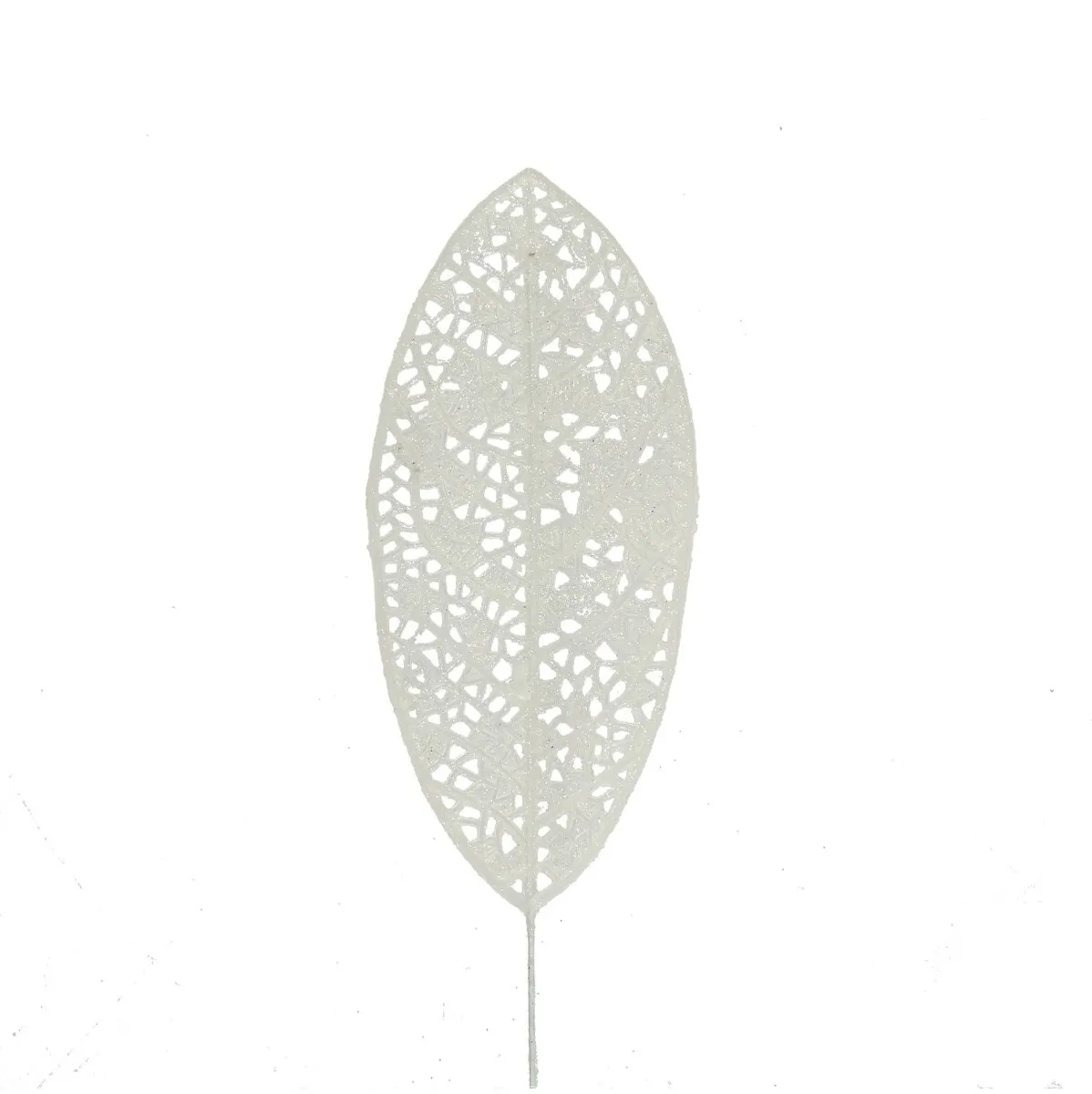 Vianočná dekorácia Kerst Bijsteker list Glitter biela 14 × 6 cm