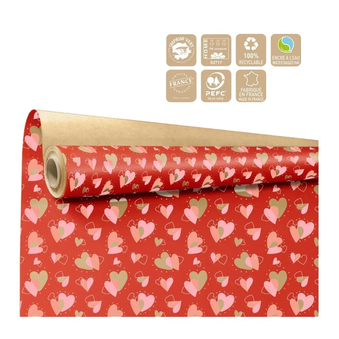 Valentínsky baliaci papier Flamme Clayrton červený 80 cm, návin 40 m
