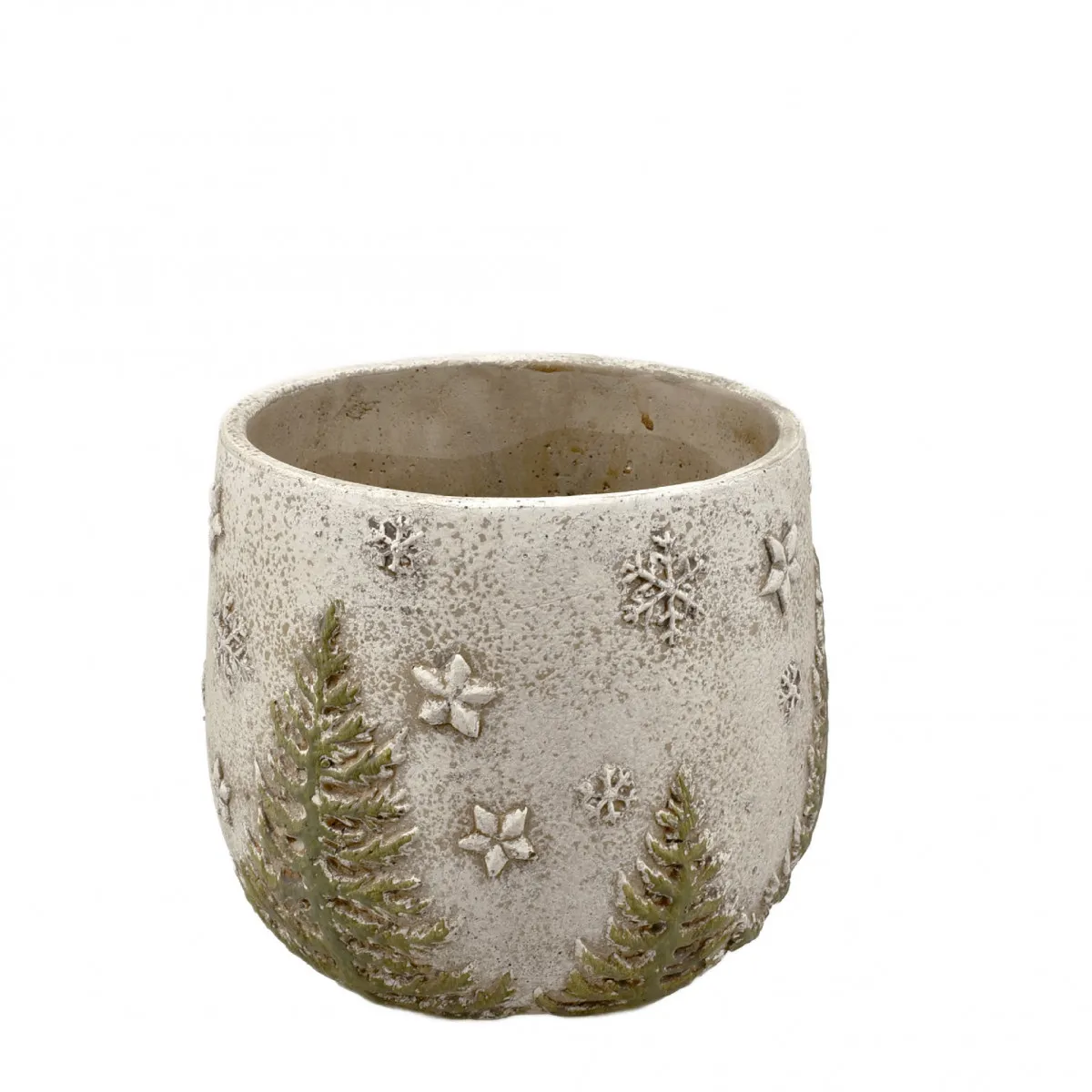 Vianočná dekorácia keramika Xmas kvetináč sivá ⌀ 17,5 × 16 cm
