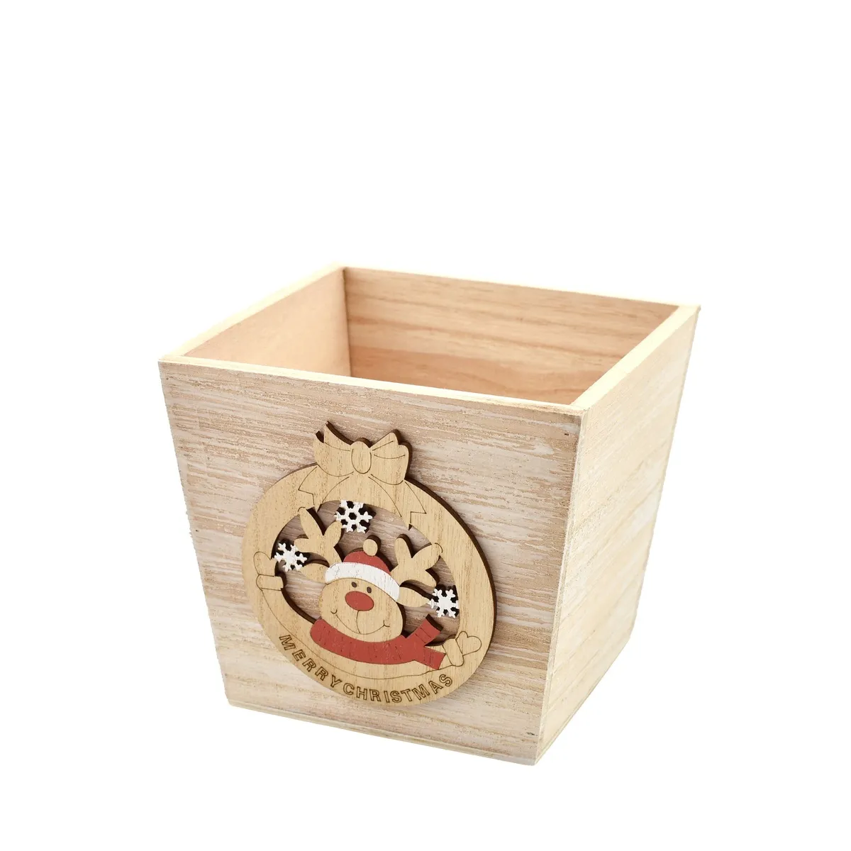 Vianočná dekorácia drevo reindeer tácka hnedá ⌀ 13 × 12 cm