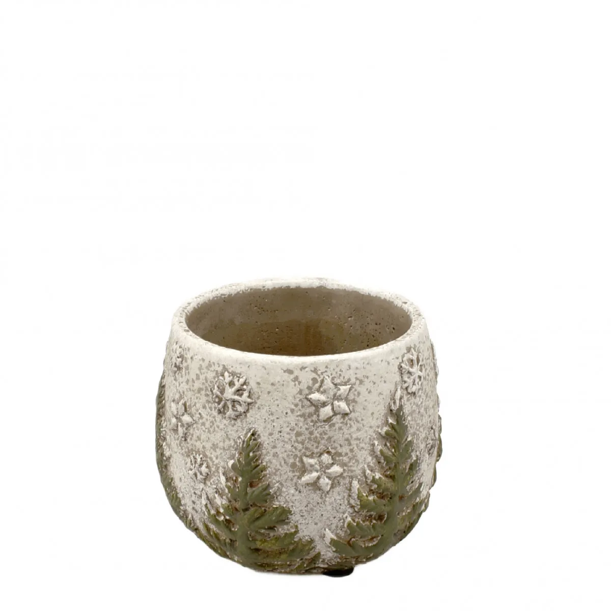 Vianočná dekorácia keramika Xmas kvetináč sivá ⌀ 10,5 × 9 cm