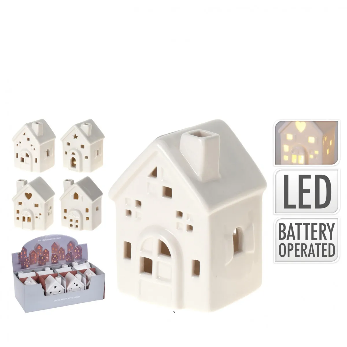 LED domček biely 8 cm