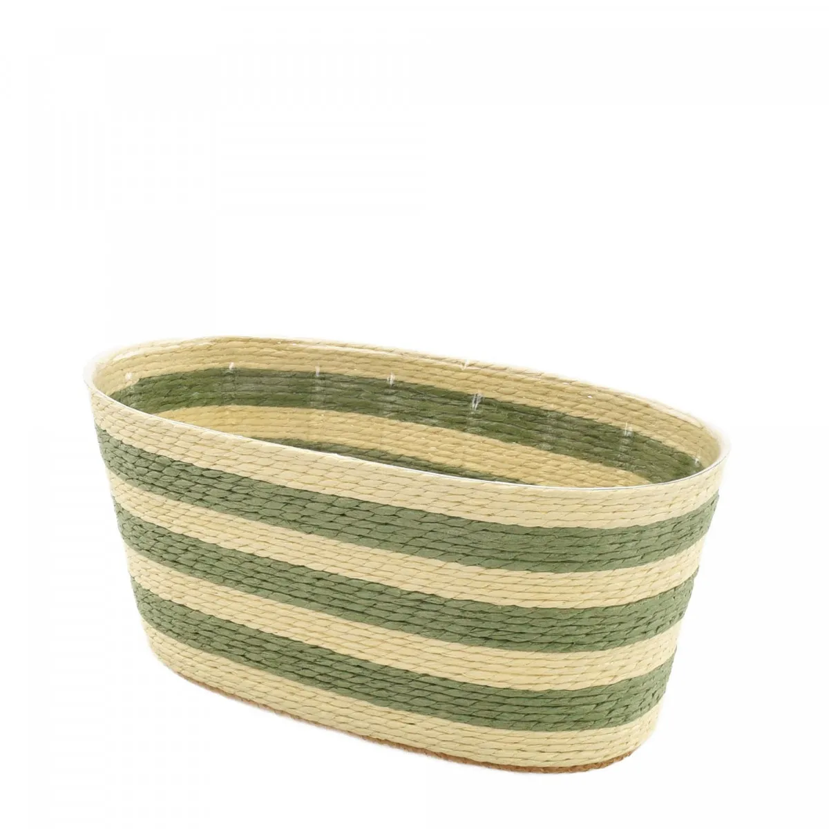 Košík Striped tácka zelená 19 × 10,5 × 9 cm