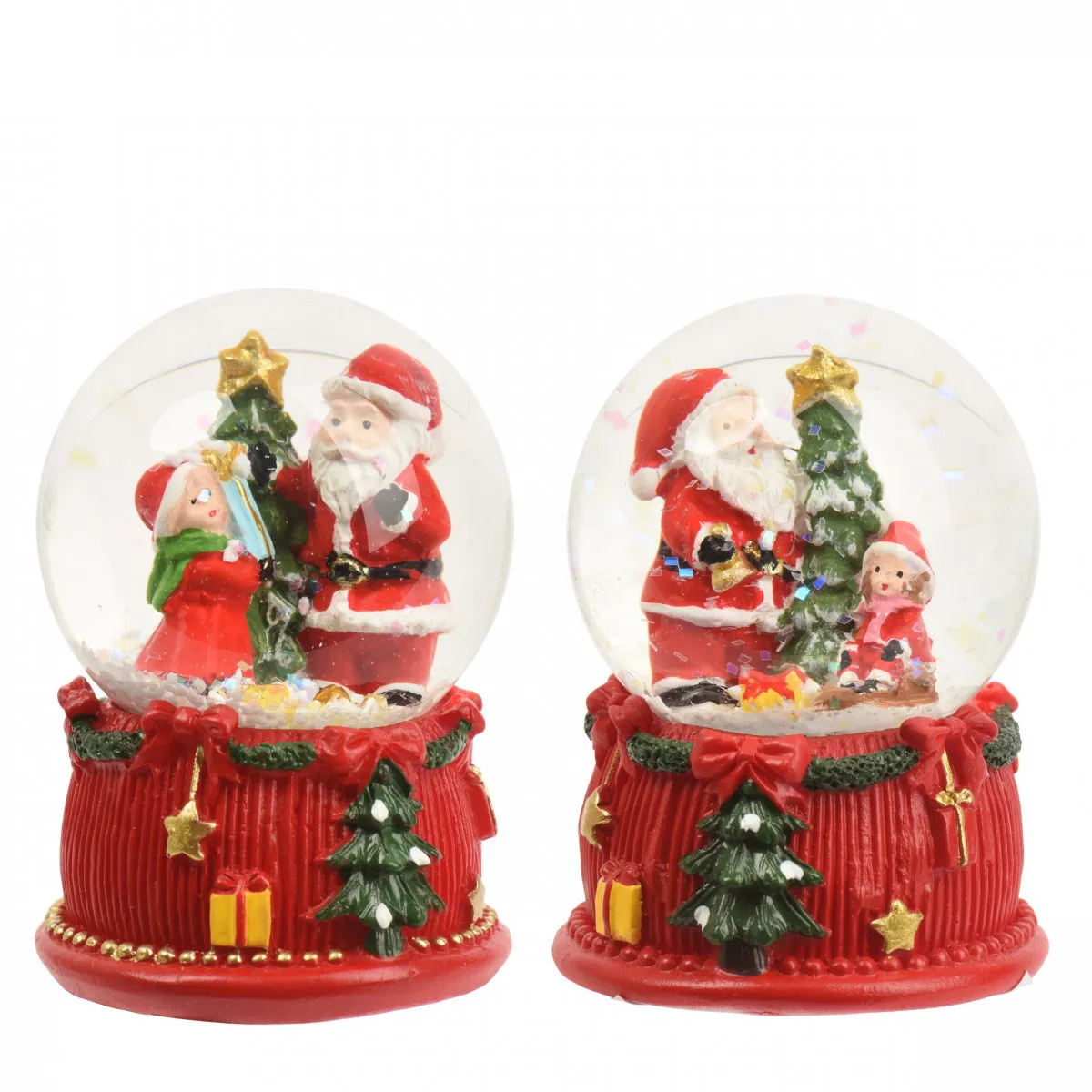Vianočná dekorácia dekoračný snow globe 2ass. červená ⌀ 4,5 × 6,5 cm