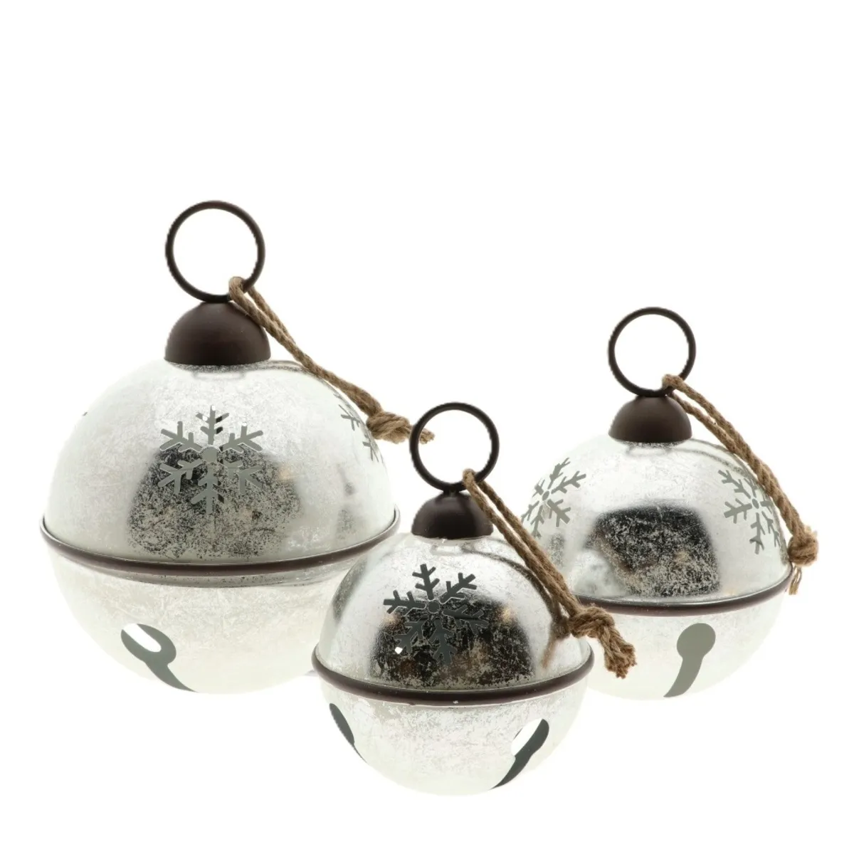 Vianočná dekorácia závesný Snow bell strieborná ⌀ 31 × 42 cm, sada 3 ks