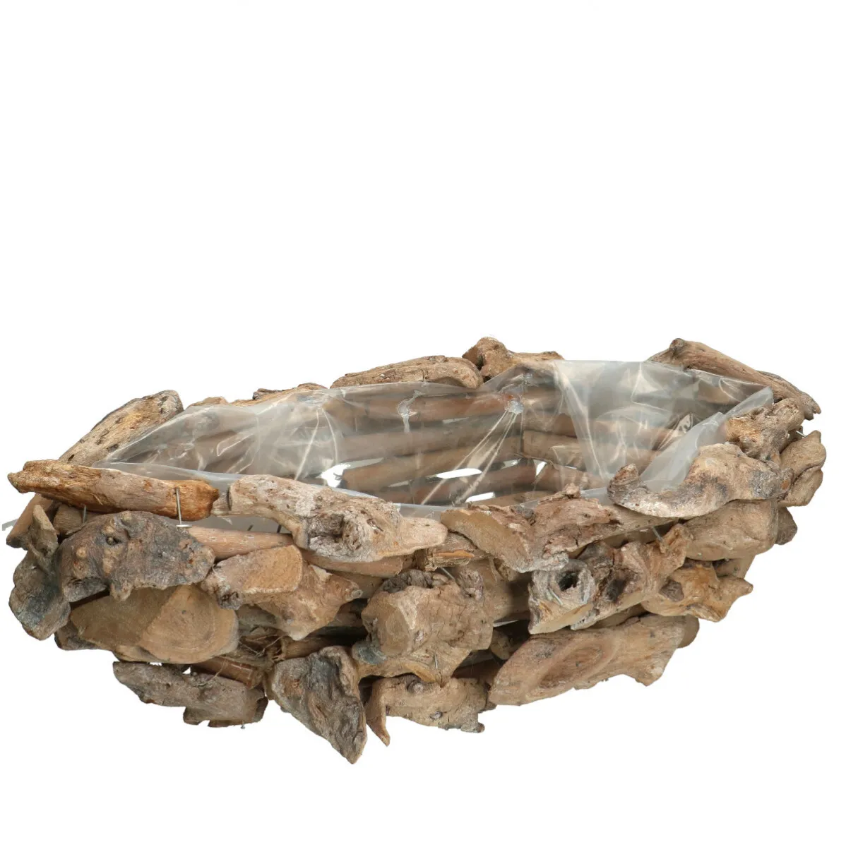 Kvetináč z naplaveného dreva biely 42 × 22 × 14 cm