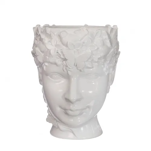 Exkluzívny keramický kvetináč Lady biely ⌀ 15 × 18 cm