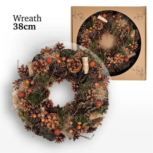 Wreath Frost Orange Berries 38 cm