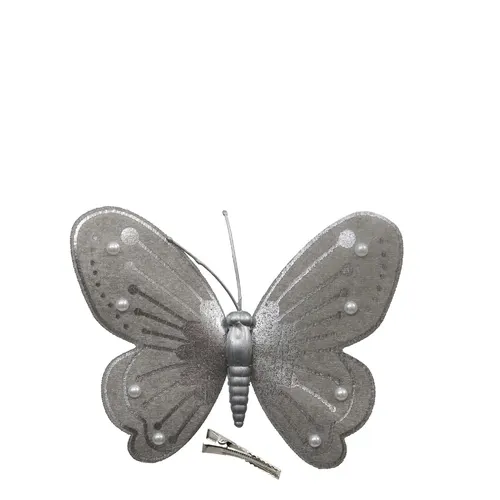Motýľ s klipom strieborný 12 × 9,5 cm